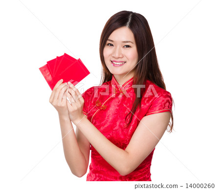 Woman hold with red pocket Woman hold with red pocket 14000260