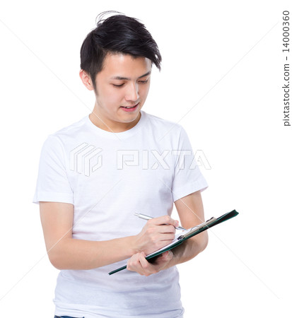 Man write on clipboard Man write on clipboard 14000360