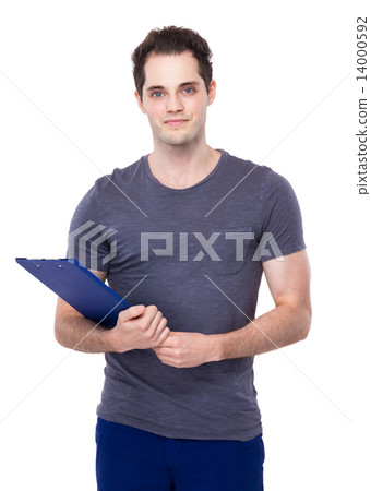 Caucasian man with clipboard 14000592