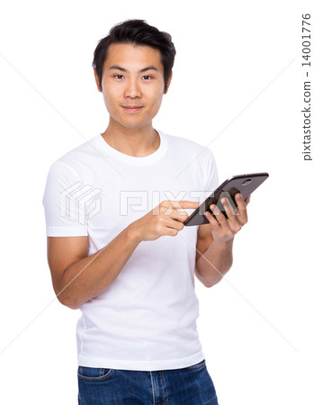 Man use of tablet Man use of tablet 14001776