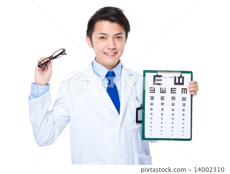 Optician hold with glasses and eye chart Optician hold with glasses and eye chart 14002310