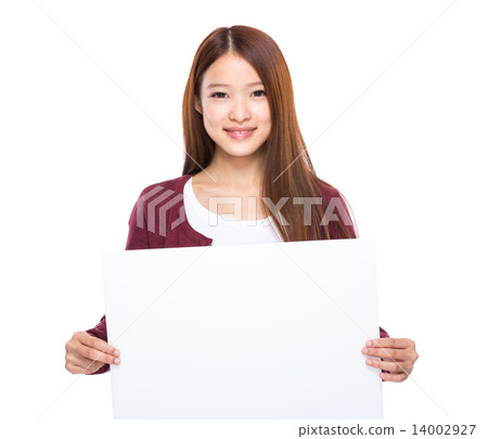 Woman hold with white board Woman hold with white board 14002927