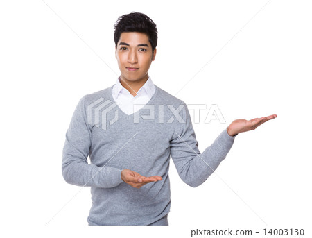 Businessman with two open hand palm Businessman with two open hand palm 14003130