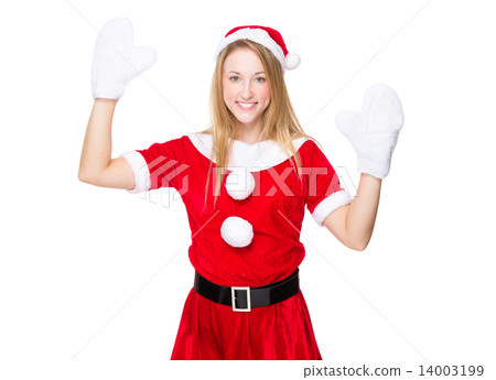 Excite woman rasie hand up 14003199