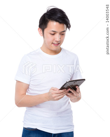 Man use of tablet Man use of tablet 14003548