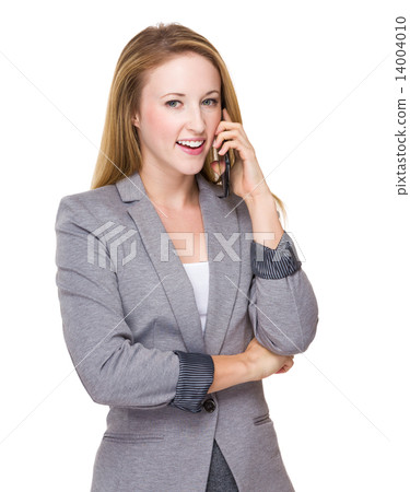 Business woman talk to cellphone 14004010