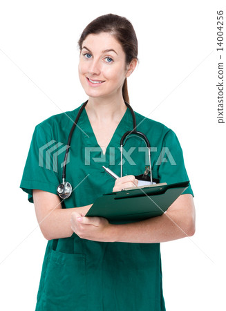 Doctor take note on clipboard Doctor take note on clipboard 14004256
