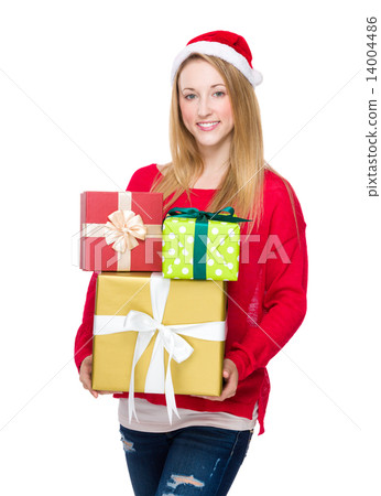 Woman hold with lots of christmas gift Woman hold with lots of christmas gift 14004486