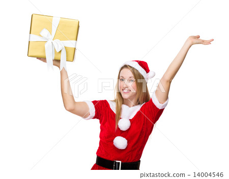 Xmas girl hold with big gift box 14004546