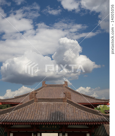 Roof decorations on the territory Giant Wild Goose Pagoda,Xian (Sian, Xi'an),Shaanxi province, China 14005056