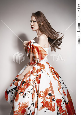 young beautiful asian brunette in gorgeous dress. doll young beautiful asian brunette in gorgeous dress. doll 14005156