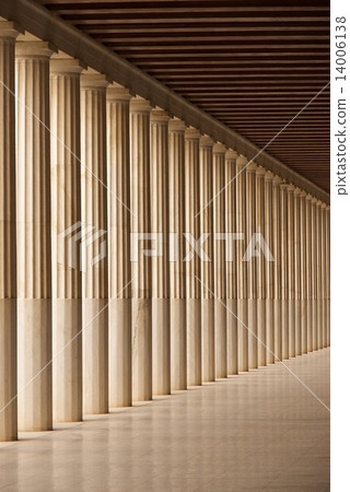 Stoa of Attalos Doric colonnade and ceiling 14006138