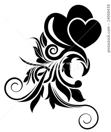Black floral design element 14008439
