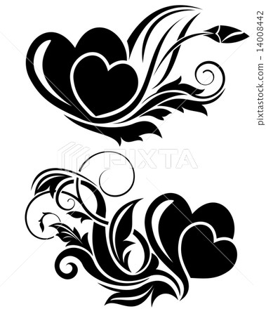 Black floral design element Black floral design element 14008442