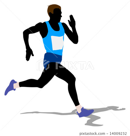 Athlete on running race, silhouettes. Vector illustration. Athlete on running race, silhouettes. Vector illustration. 14009232
