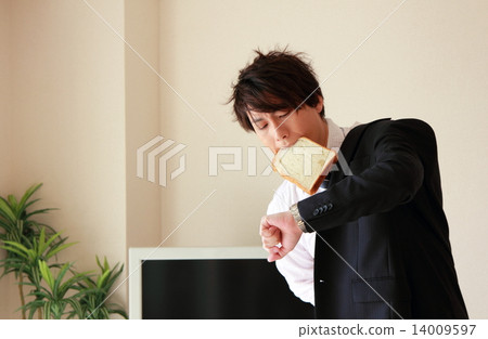 One male (work suit late birthday birthday bread bread business sleepy late night) 14009597