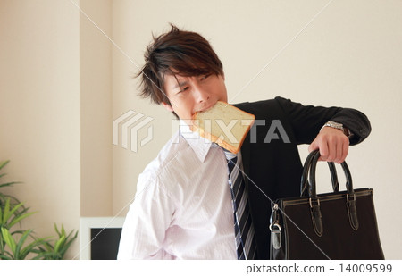 One male (work suit late birthday birthday bread bread business sleepy late night) 14009599