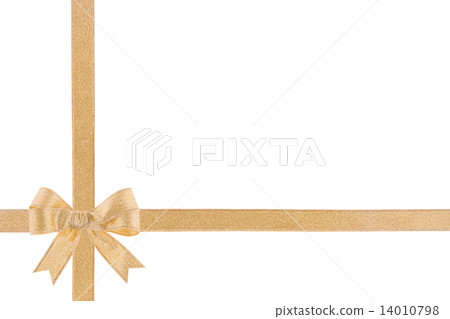 Golden ribbon with a bow on white background Golden ribbon with a bow on white background 14010798