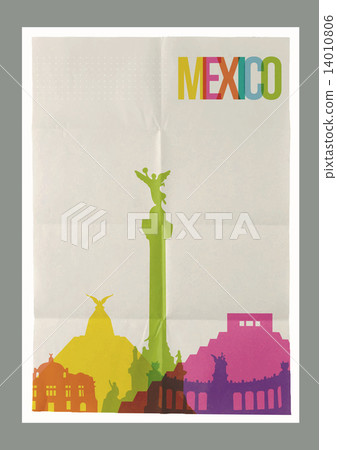 Travel Mexico landmarks skyline vintage poster 14010806