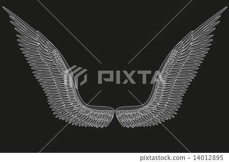 Sketch open angel wings. Vector. - Stock Illustration [14012895] - PIXTA