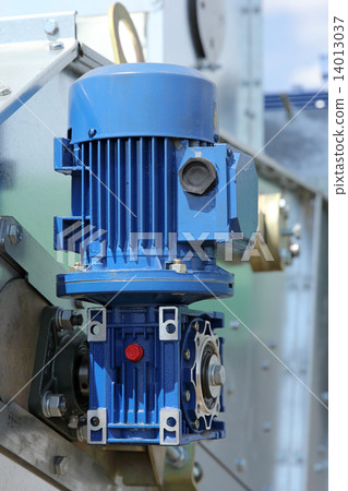 Blue powerful electric motors for modern industrial equipment 14013037