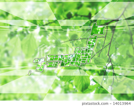 日本的地圖在陽光下薄荷日·空白的地圖 14013964