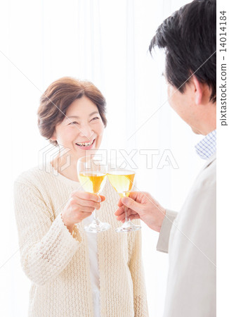 Stock Photo: middle and old aged, married couples, husband and wife