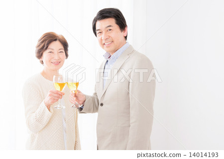 Stock Photo: middle and old aged, married couples, husband and wife