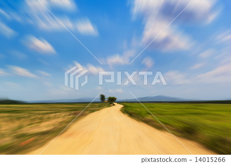 Motion blur of a rural road 14015266