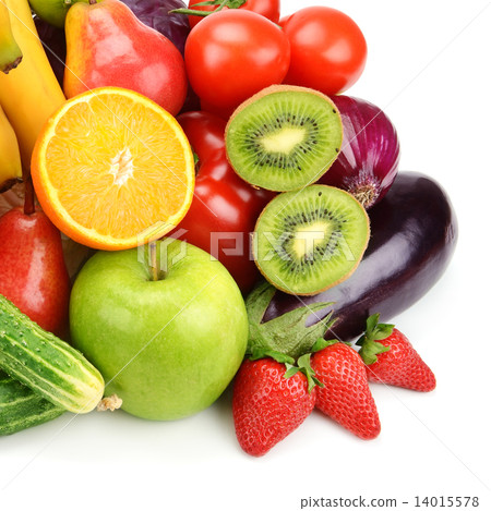 fruits and vegetables isolated on white background 14015578