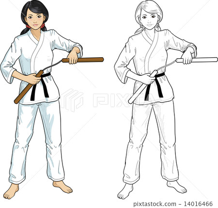 Asian Nunchuck girl in karategi 14016466