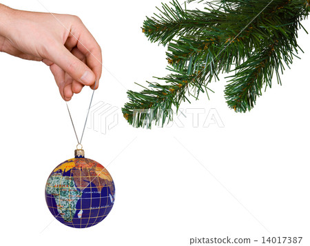 Christmas tree, hand and earth 14017387