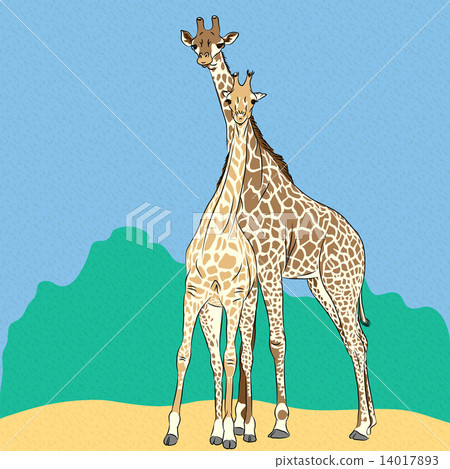 Vector Funny couple in love giraffes 14017893
