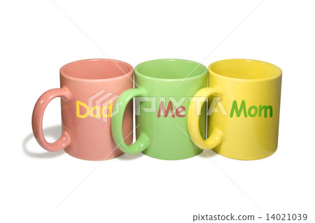 Three colorful mugs - Dad, Me, Mom (family) Three colorful mugs - Dad, Me, Mom (family) 14021039