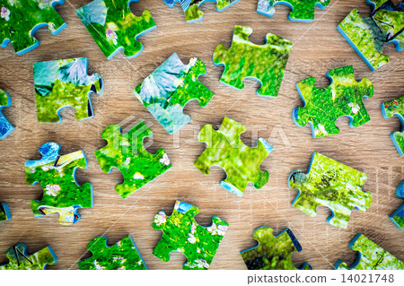 Disassembled jigsaw puzzle 14021748