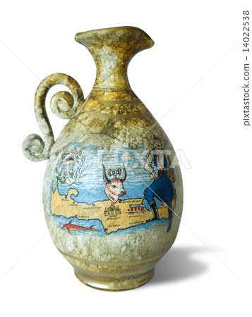 Old Greece vase (amphora) with drawing 14022538