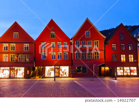 Famous Bryggen street in Bergen - Norway 14022707