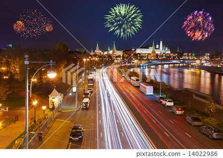 Fireworks over Kremlin in Moscow 14022986