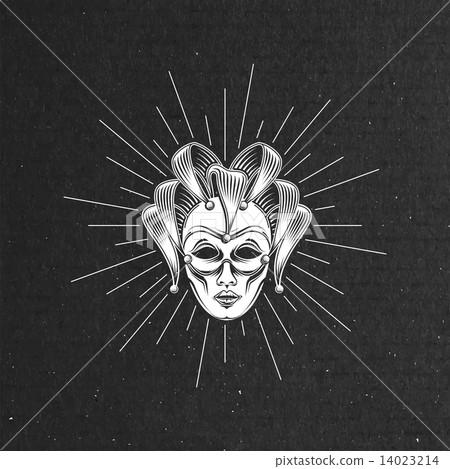 illustration of engraving venetian carnival mask or jester illustration of engraving venetian carnival mask or jester 14023214