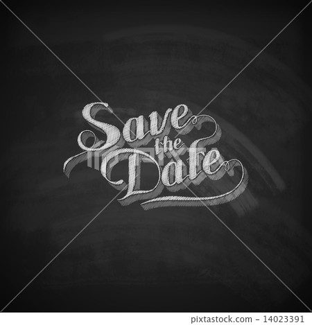 chalk illustration of handwritten Save the Date label 14023391