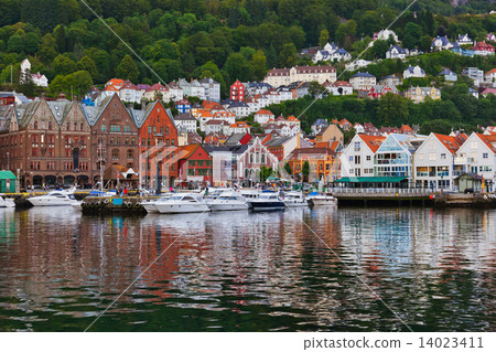 Famous Bryggen street in Bergen - Norway 14023411
