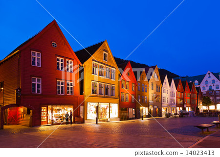 Famous Bryggen street in Bergen - Norway Famous Bryggen street in Bergen - Norway 14023413