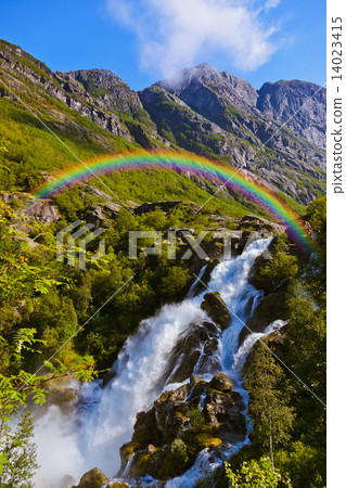 Waterfall near Briksdal glacier - Norway 14023415