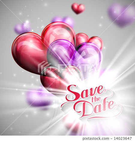 holiday illustration of  Save the Date label with balloons 14023647