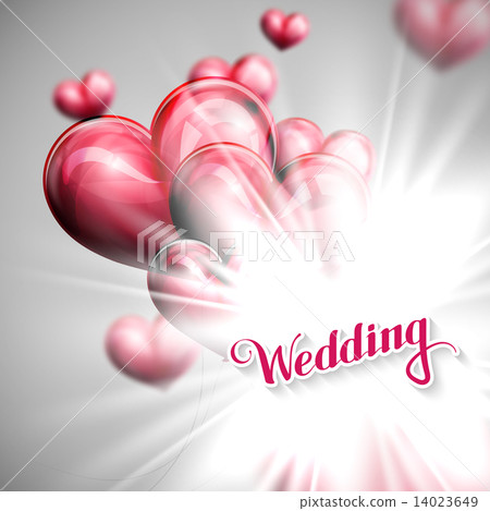 holiday illustration of  Wedding label with balloons 14023649