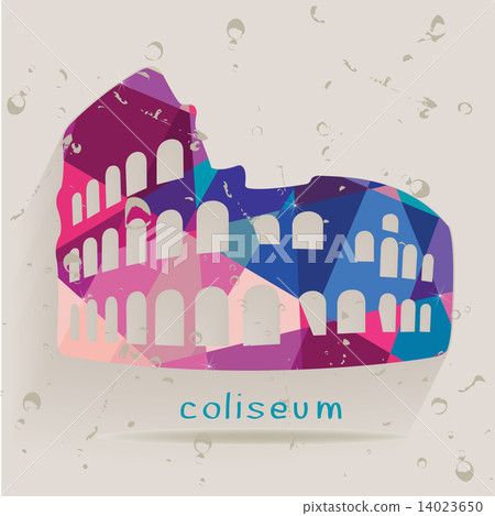 Roman coliseum silhouette made of triangles 14023650