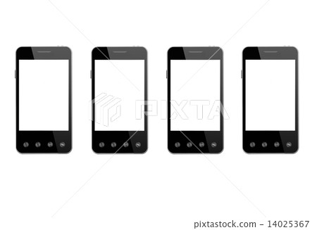 four black smart-phones isolated on the white background 14025367