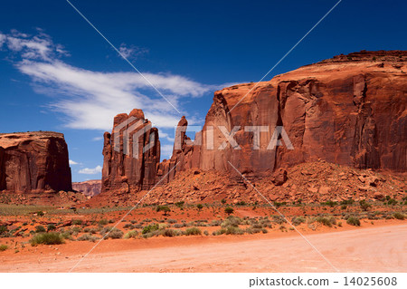 Peaks of rock formations in the Navajo Park of Monument Valley Utah Peaks of rock formations in the Navajo Park of Monument Valley Utah 14025608