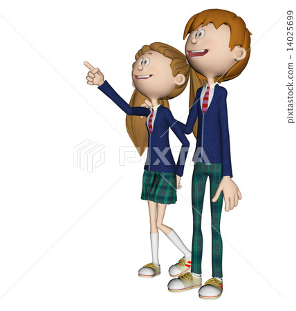Friendly couple student male and female 3DCG illustration material Friendly couple student male and female 3DCG illustration material 14025699