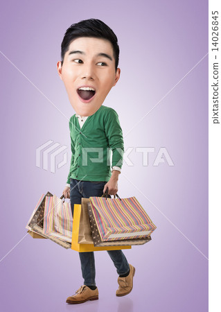 Funny shopping Asian guy 14026845